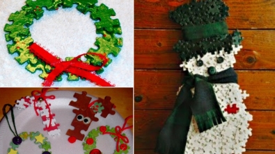 Illustration : "Des pièces de puzzle recyclées pour construire ces 15 décorations de Noël"