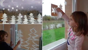 Illustration : "Embellissez vos fenêtres pour Noël avec du Blanc de Meudon"